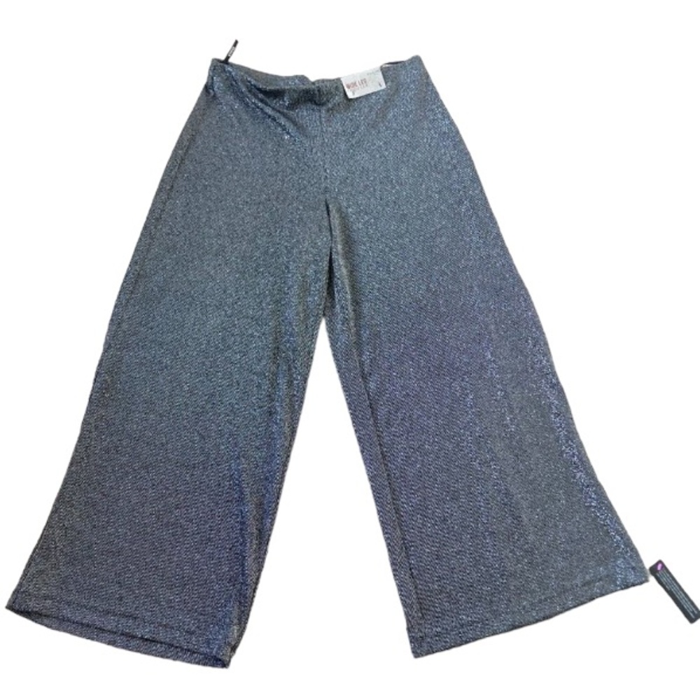 BNWT Roman Women's Silver Shimmer Stretch Pull-on Wide Leg Trousers Size 14 - Picture 1 of 14